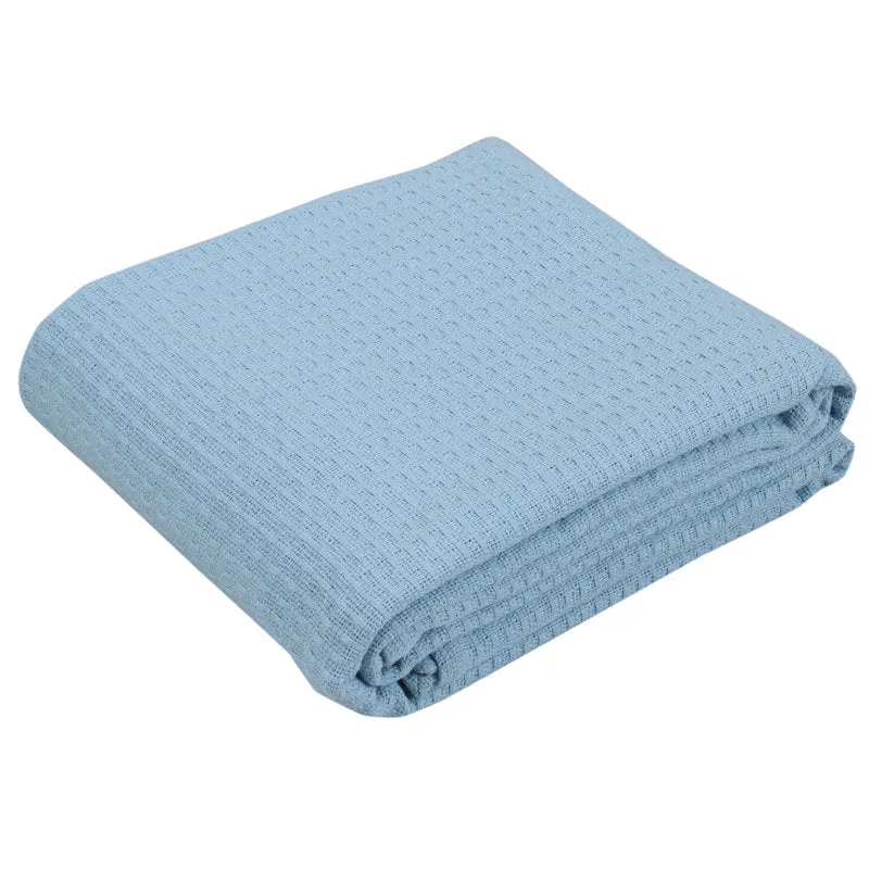 100% Cotton Blanket, 108" x 90", Light Blue