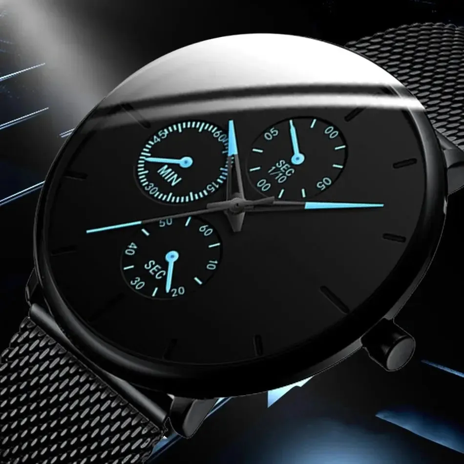 2024 Mens Watches for Men Ultra Thin Clock  Stainless Steel Mesh Belt Quartz Watch Relogio Masculino