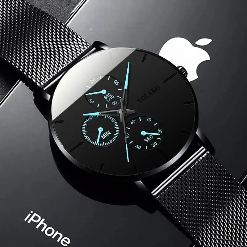 2024 Mens Watches for Men Ultra Thin Clock  Stainless Steel Mesh Belt Quartz Watch Relogio Masculino