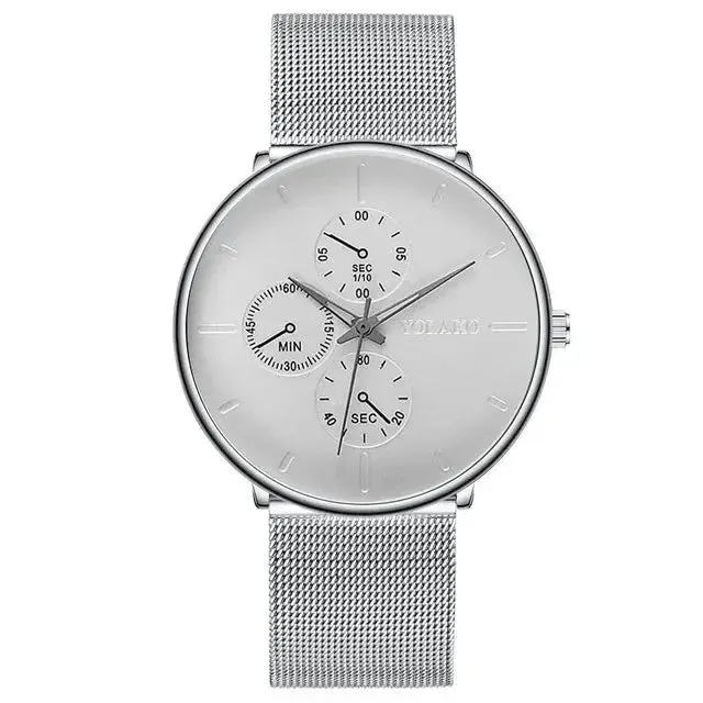 2024 Mens Watches for Men Ultra Thin Clock  Stainless Steel Mesh Belt Quartz Watch Relogio Masculino
