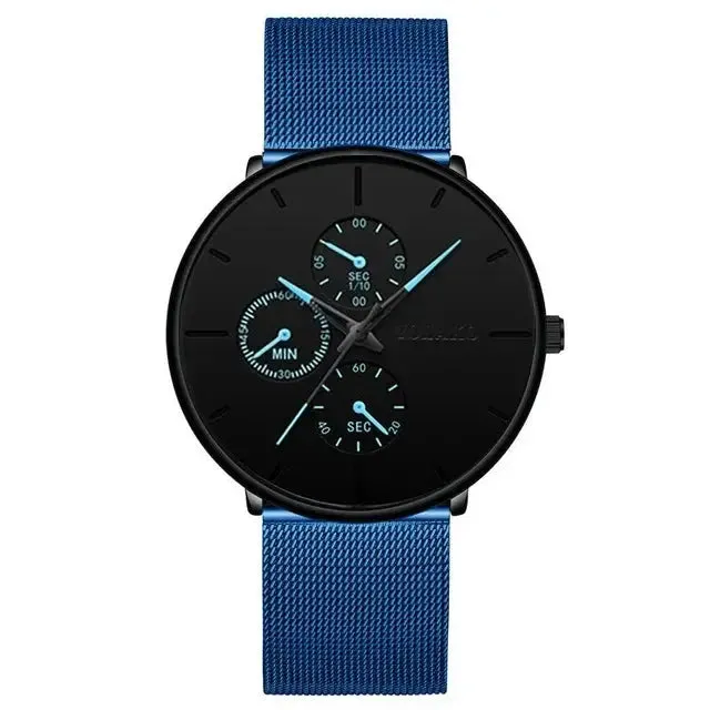 2024 Mens Watches for Men Ultra Thin Clock  Stainless Steel Mesh Belt Quartz Watch Relogio Masculino
