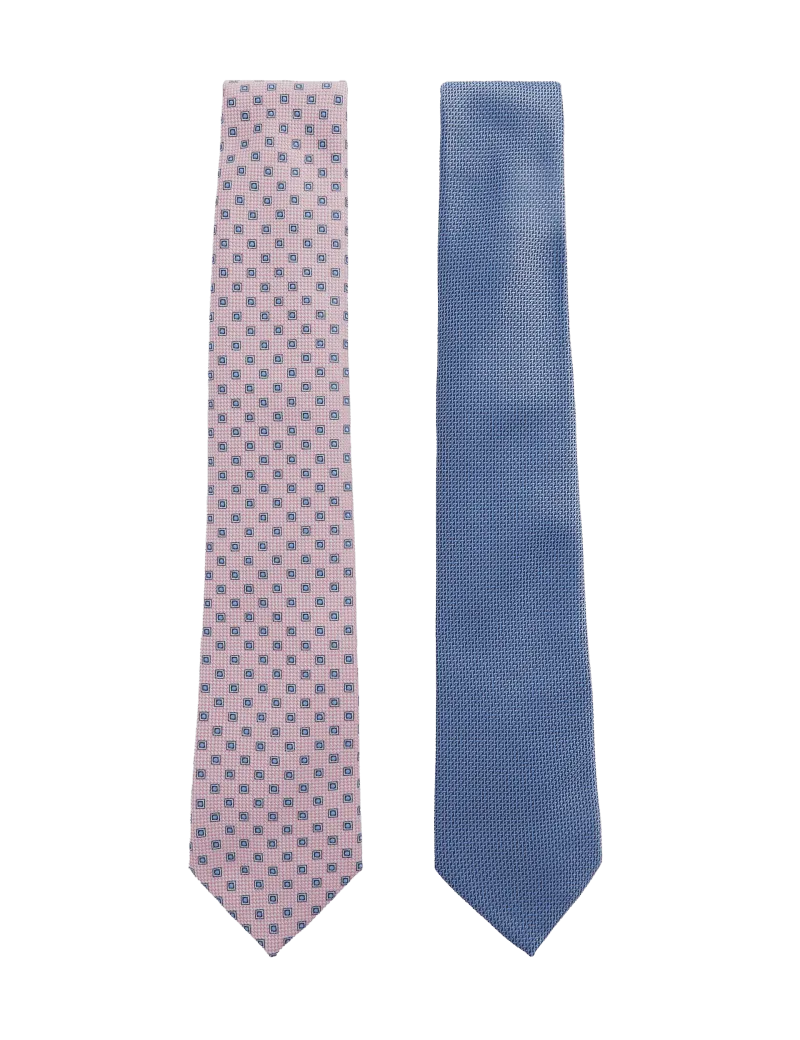 2pk Slim Textured Tie Set
