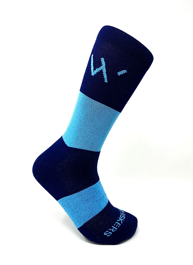 45" Navy & Light Blue Flat Ticked Sneaker Lace   Navy & Light Blue Banded Jacques Sock