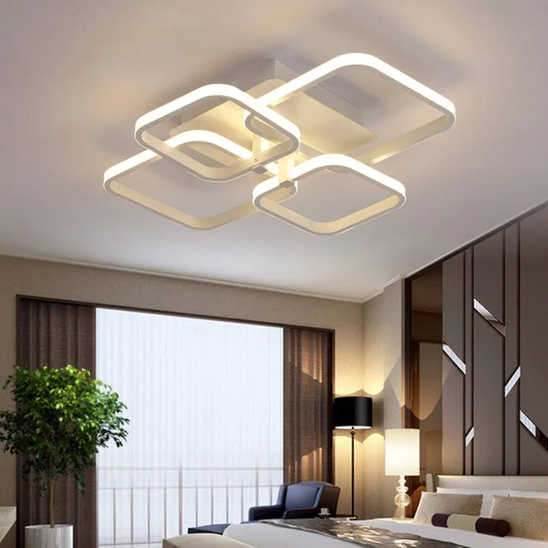 4/6/8 Lights Square LED Ceiling Light with Remote Control