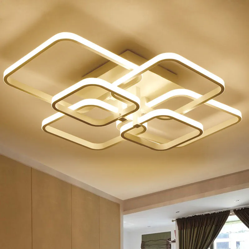 4/6/8 Lights Square LED Ceiling Light with Remote Control