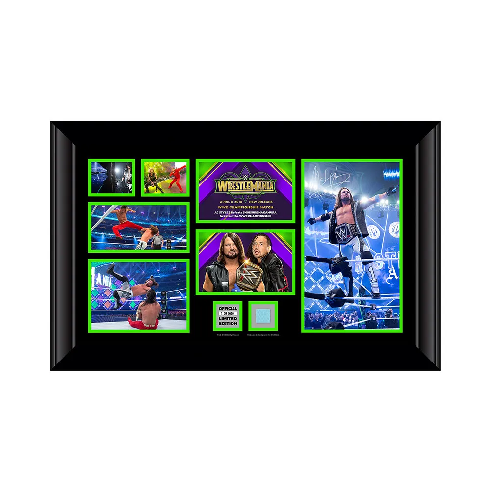 AJ Styles WrestleMania 34 Signed Commemorative Plaque
