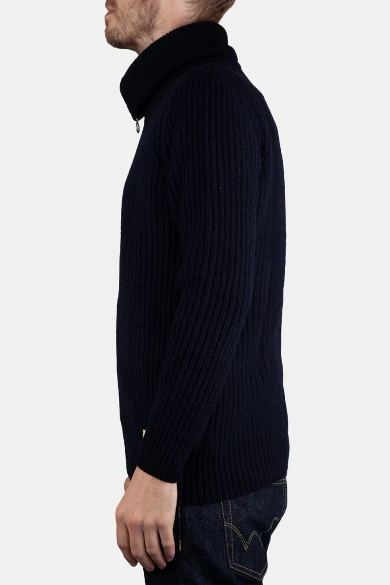 Armor Lux 2x2 Ribbed Zipped Knit (Navy)