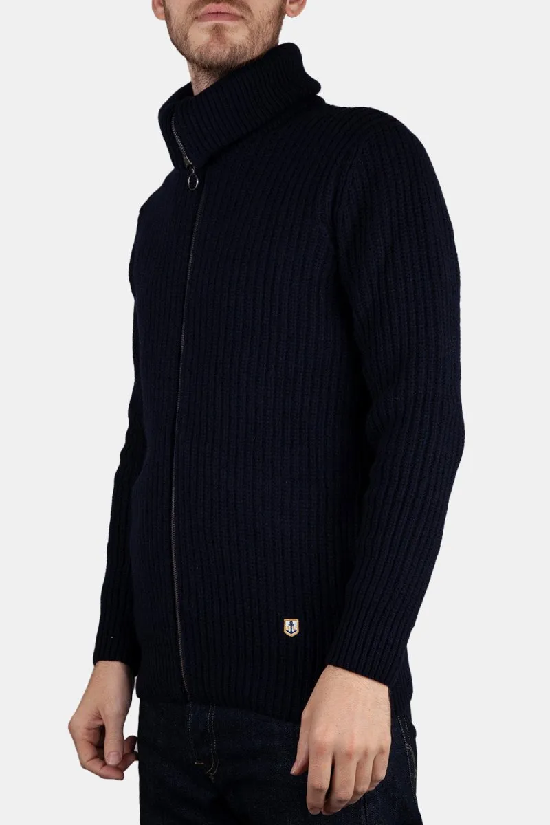 Armor Lux 2x2 Ribbed Zipped Knit (Navy)
