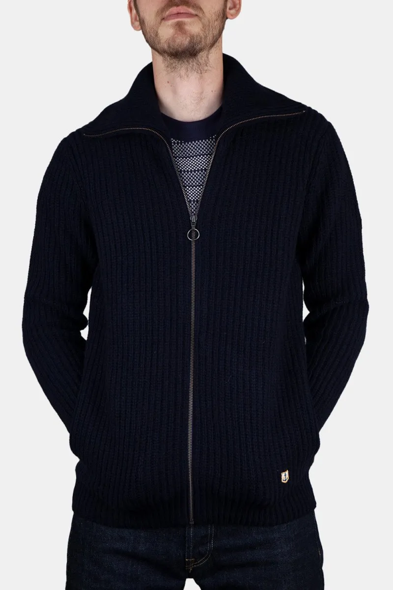 Armor Lux 2x2 Ribbed Zipped Knit (Navy)