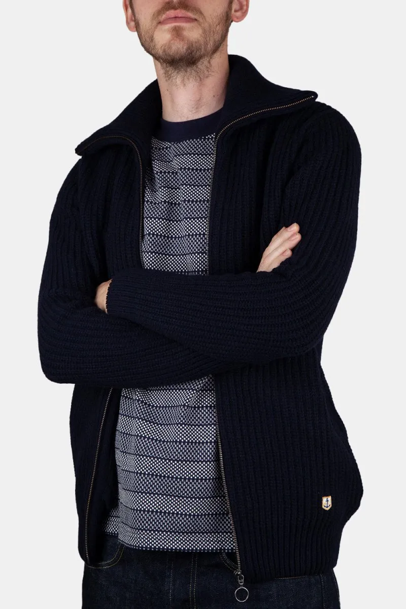 Armor Lux 2x2 Ribbed Zipped Knit (Navy)