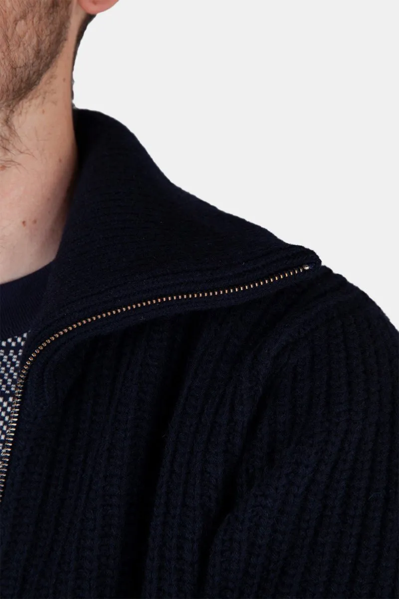Armor Lux 2x2 Ribbed Zipped Knit (Navy)