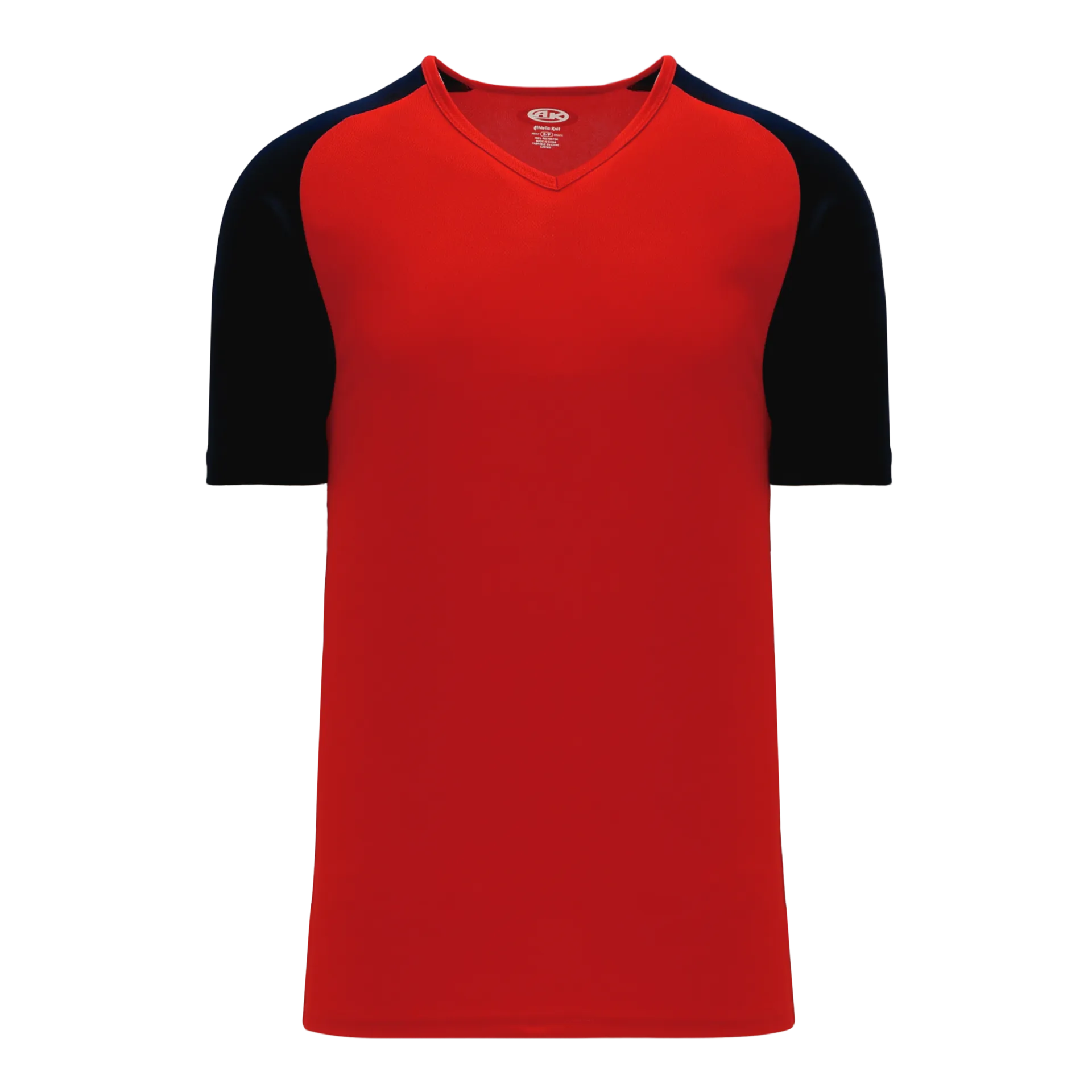 Athletic Knit V-Neck Baseball Jersey With Contrasting Shoulders