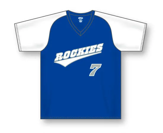 Athletic Knit V-Neck Baseball Jersey With Contrasting Shoulders