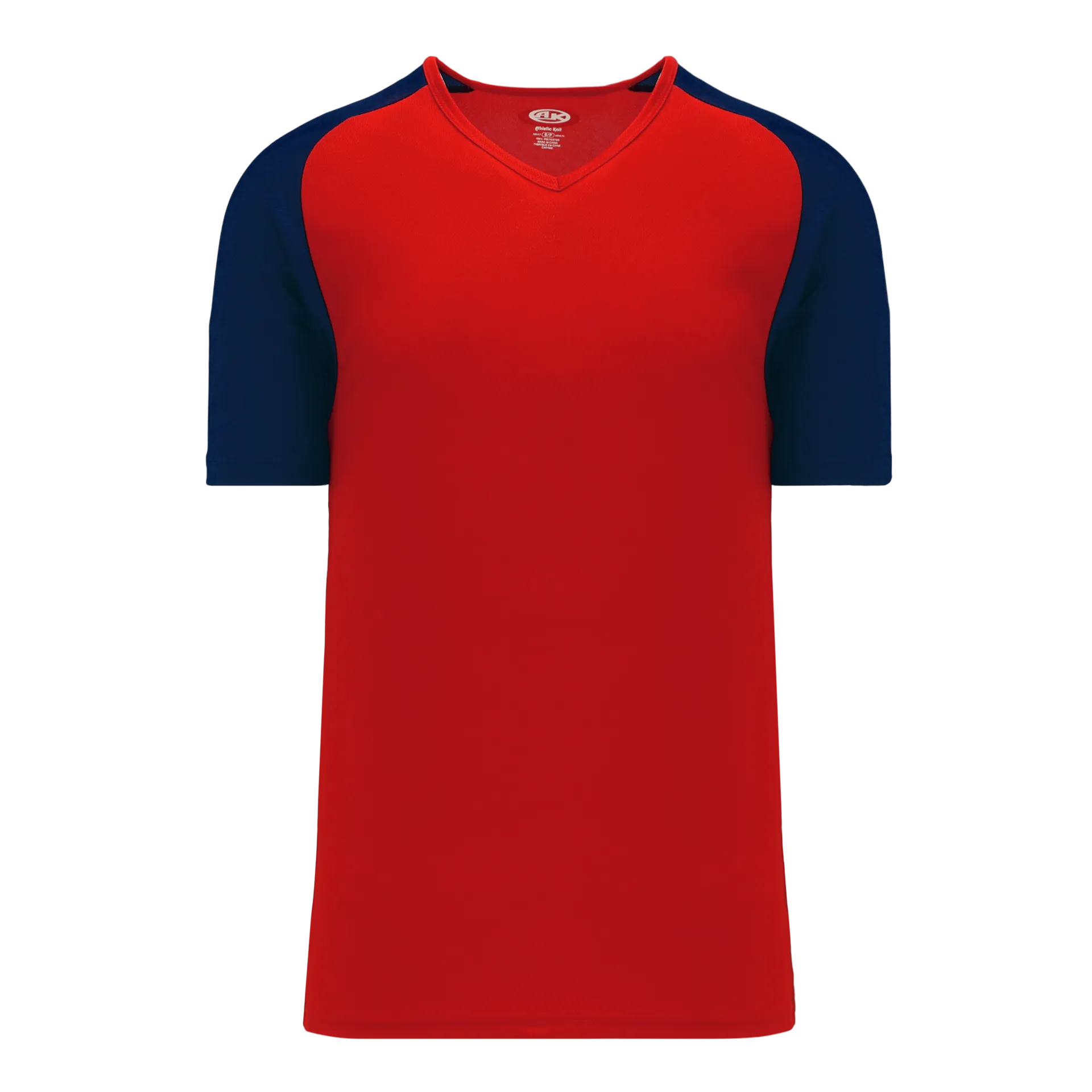 Athletic Knit V-Neck Baseball Jersey With Contrasting Shoulders