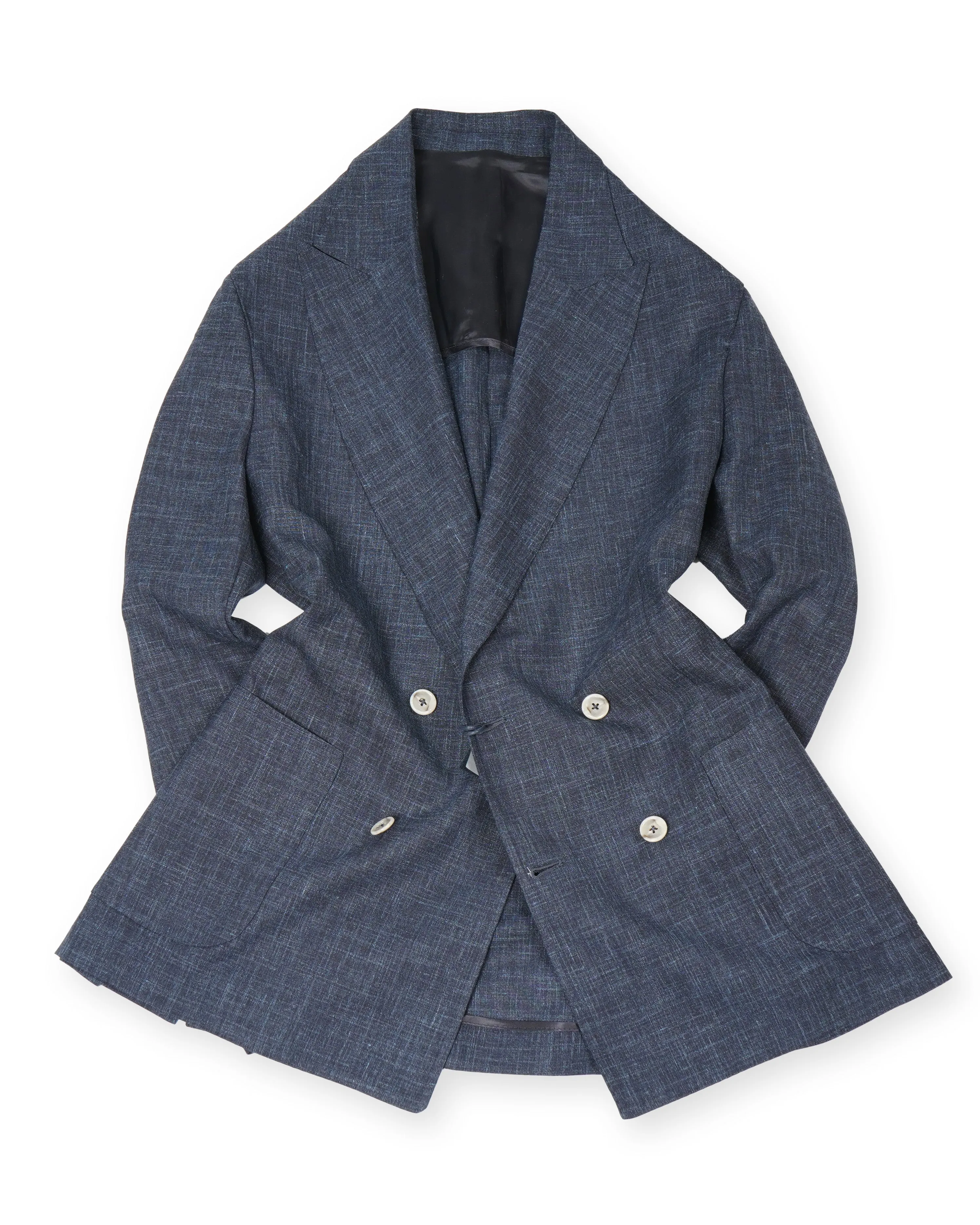 Barba Napoli - Navy Loro Piana Virgin Wool/Silk/Linen DB. Sports Jacket 52