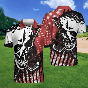 Blade Mens Golf Red Short Sleeve Golf Polo Shirt, Skull Polo Shirt, Best Golf Shirt For Men Coolspod
