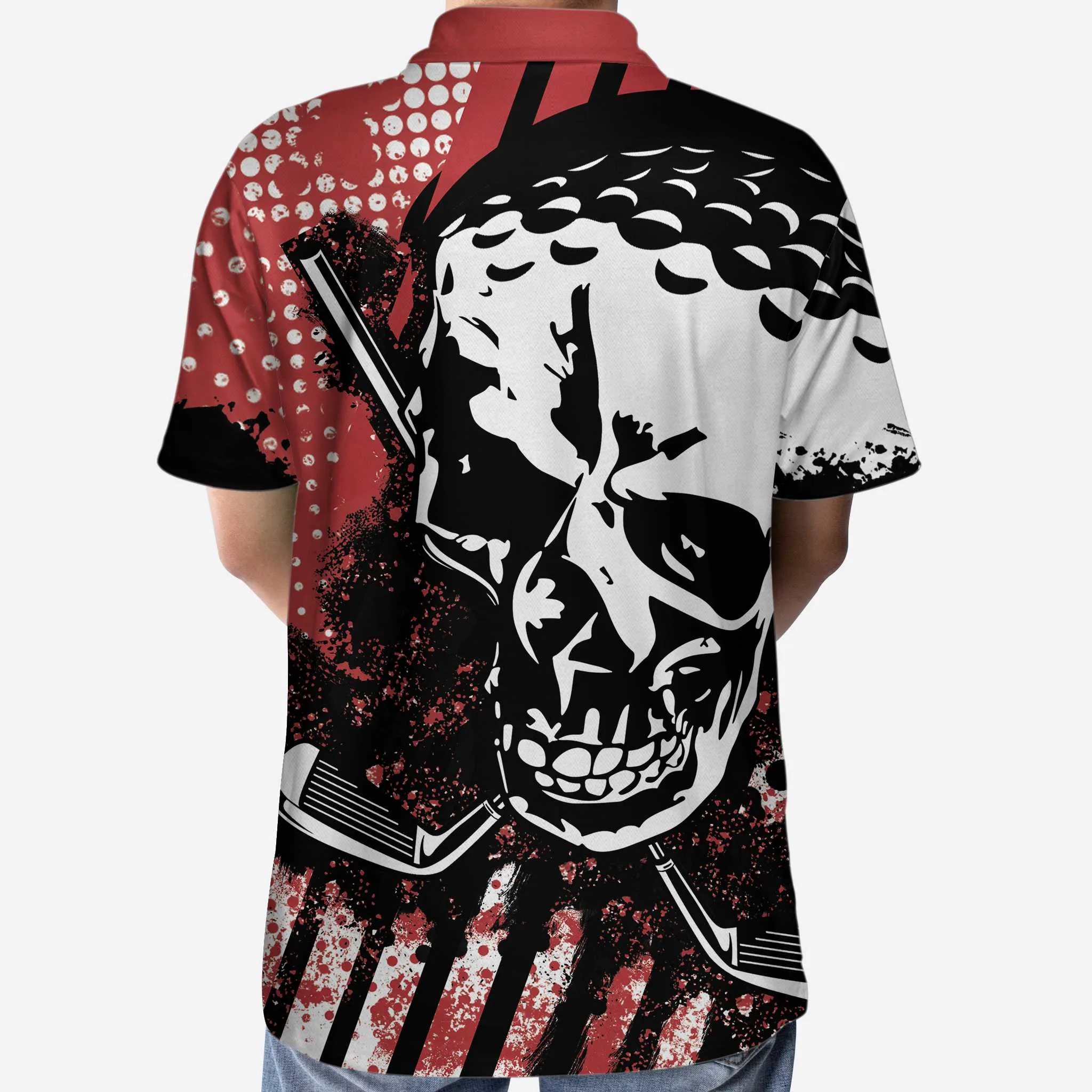 Blade Mens Golf Red Short Sleeve Golf Polo Shirt, Skull Polo Shirt, Best Golf Shirt For Men Coolspod