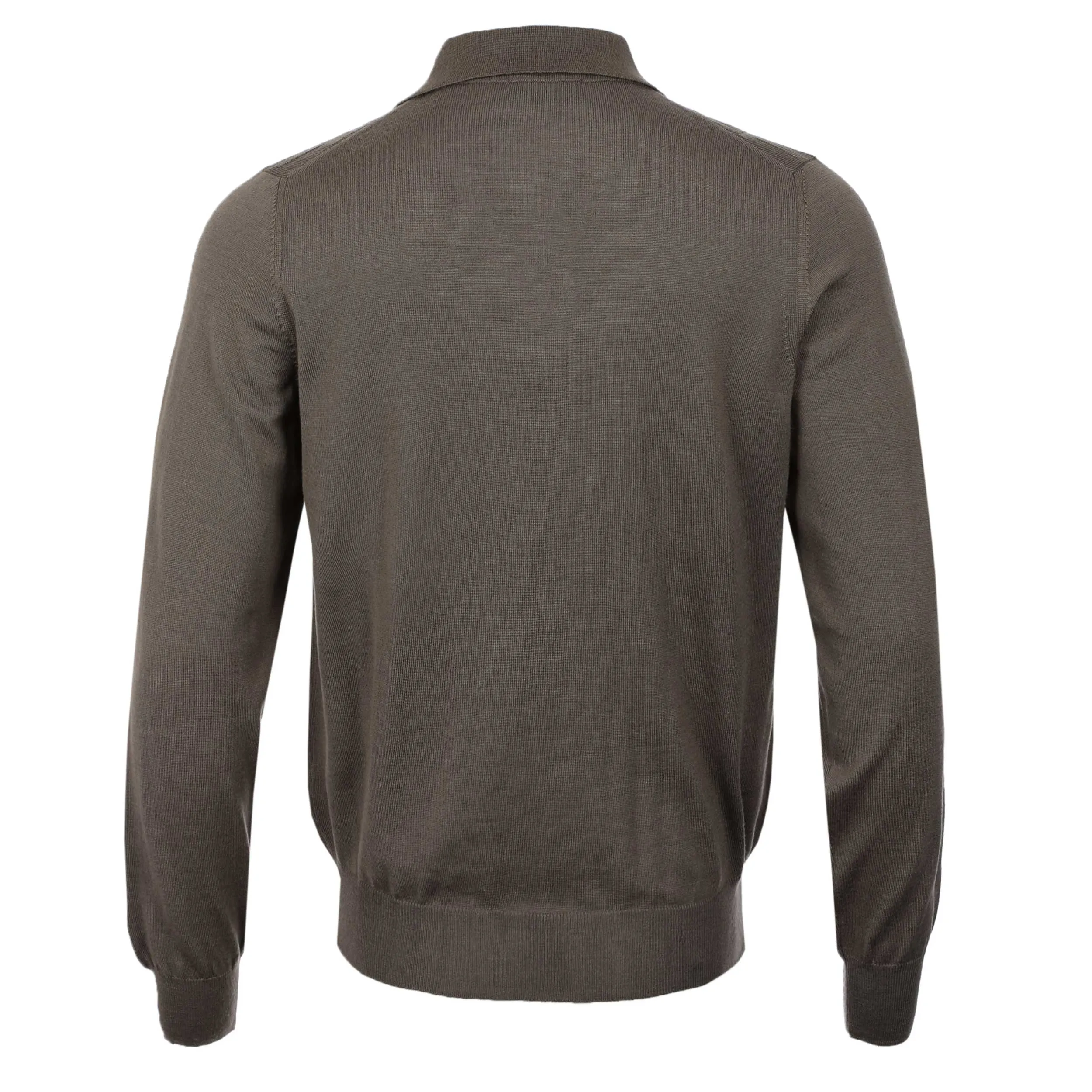 Canali Self Check Knitted Polo in Mushroom Brown