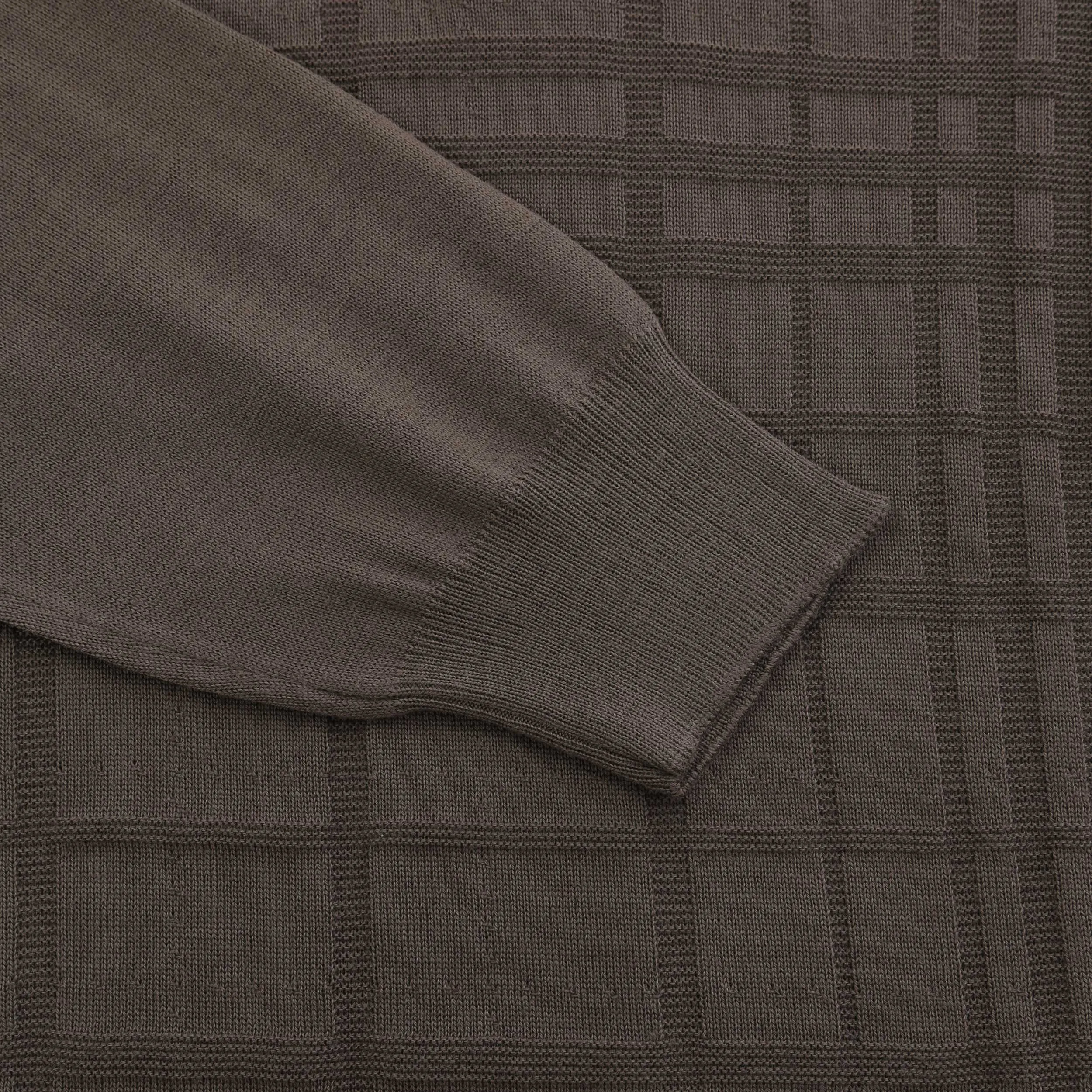 Canali Self Check Knitted Polo in Mushroom Brown