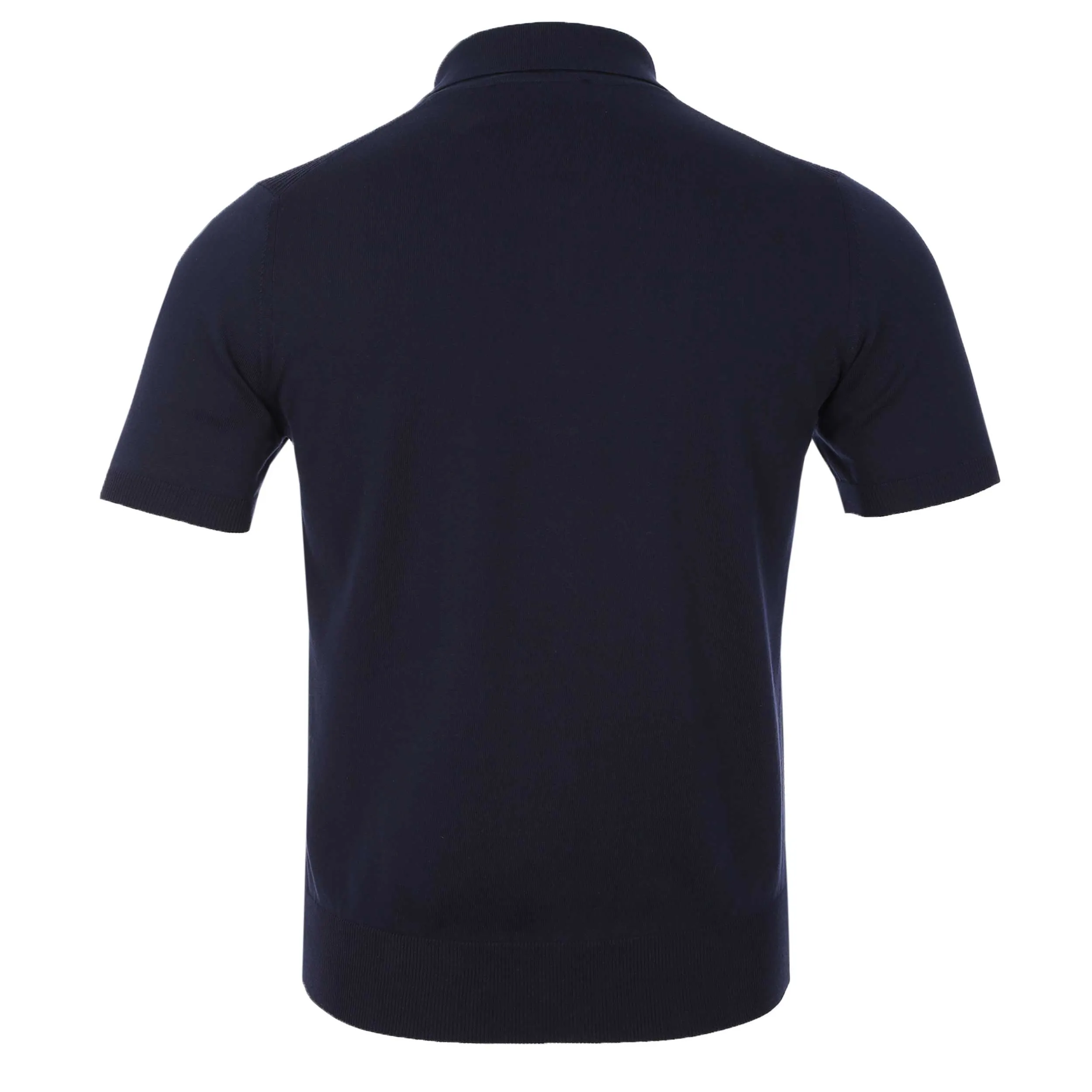 Canali Weave Front Knitted Polo in Navy