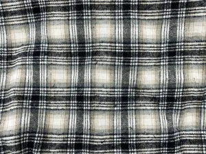 Cream Black Tartan - Brushed Cotton Blended Fabric