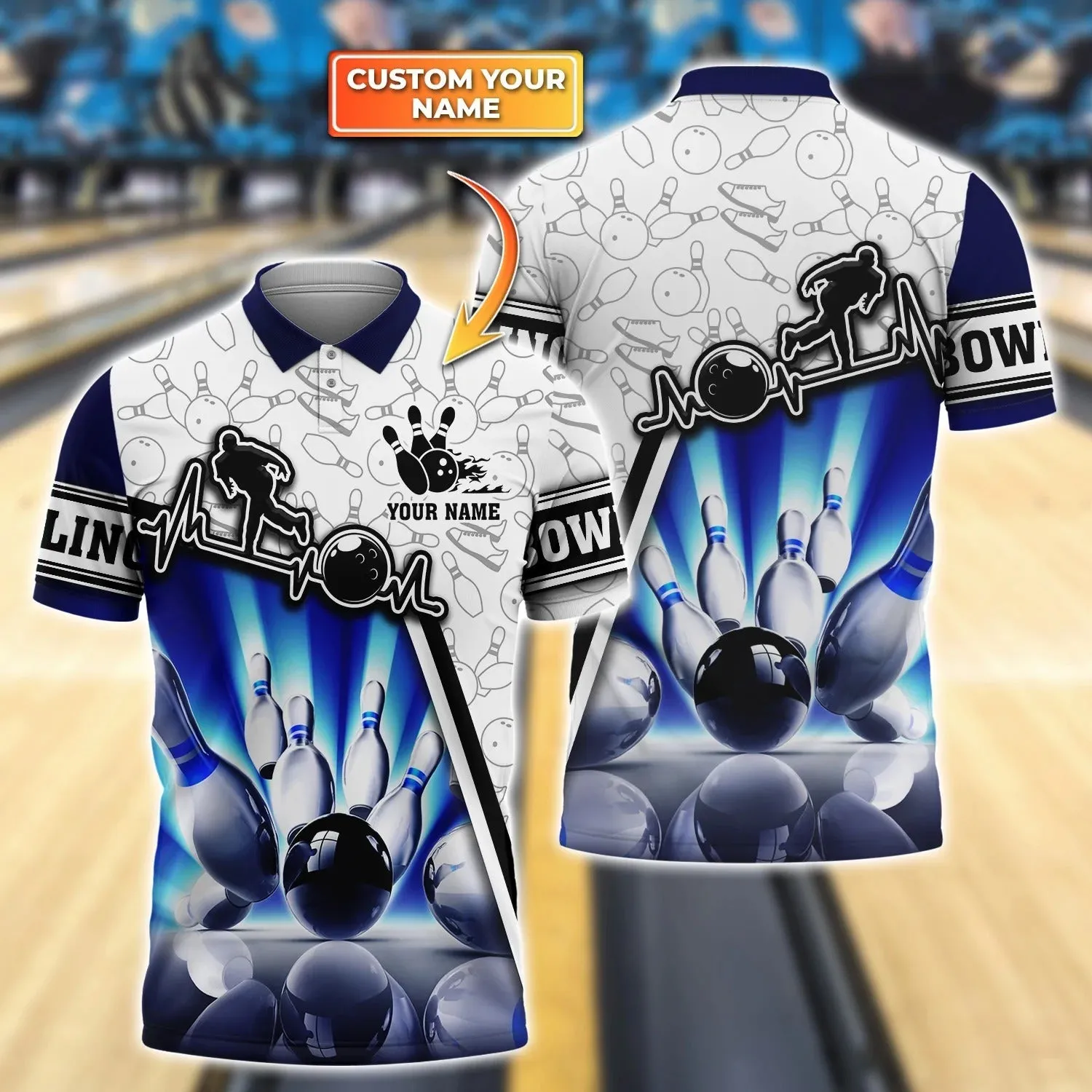 Custom Men Bowling Polo Shirt, 3D All Over Print Bowling Team Uniform, Bowler Polo Shirt, Mens Bowler Gifts