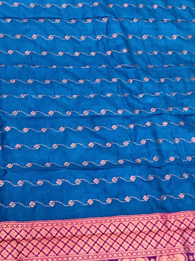 Elegant Teal Blue Color Art Silk With Contrast Border Unique Design Saree For Women