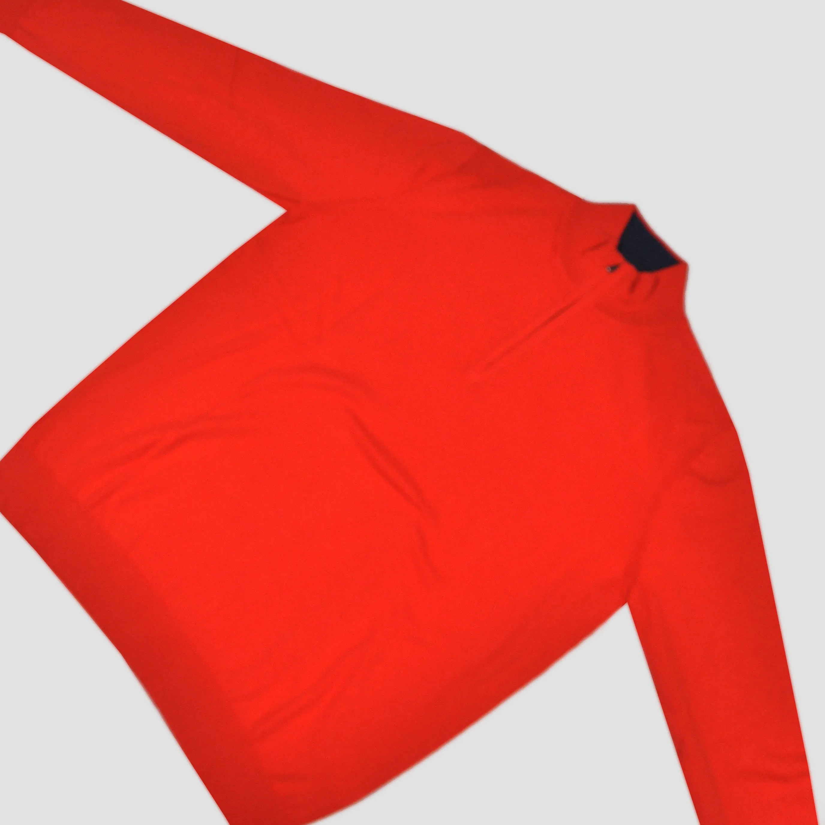 Fine Cotton Quarter Zip Collar in Red with Blue Collar