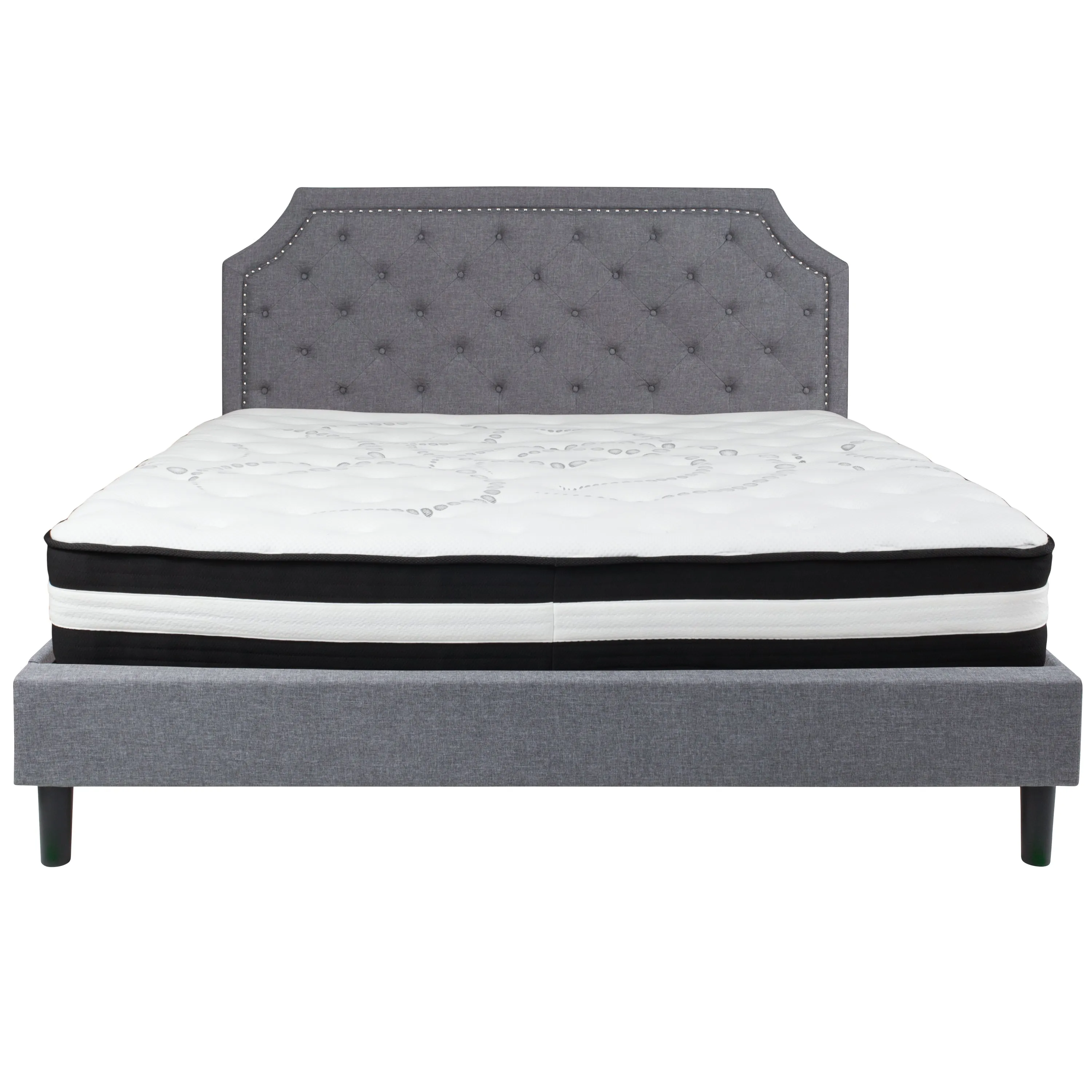 King Platform Bed Set-Gray SL-BM-12-GG