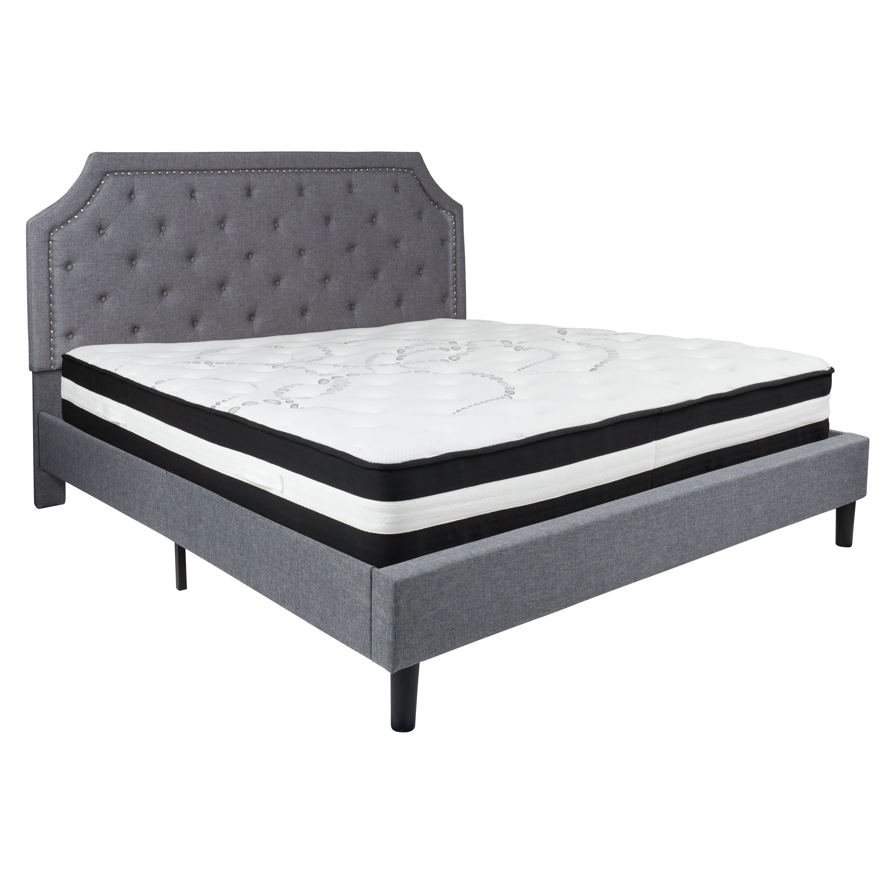 King Platform Bed Set-Gray SL-BM-12-GG