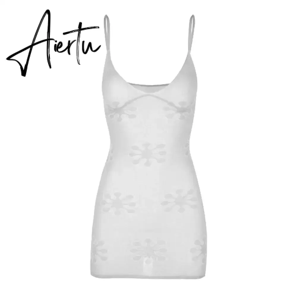 Knit For Women Printed Y2k Dress Slim Backless Fashion Holiday Beach Outfits See-Through Knitwear Summer Female Mini Dress