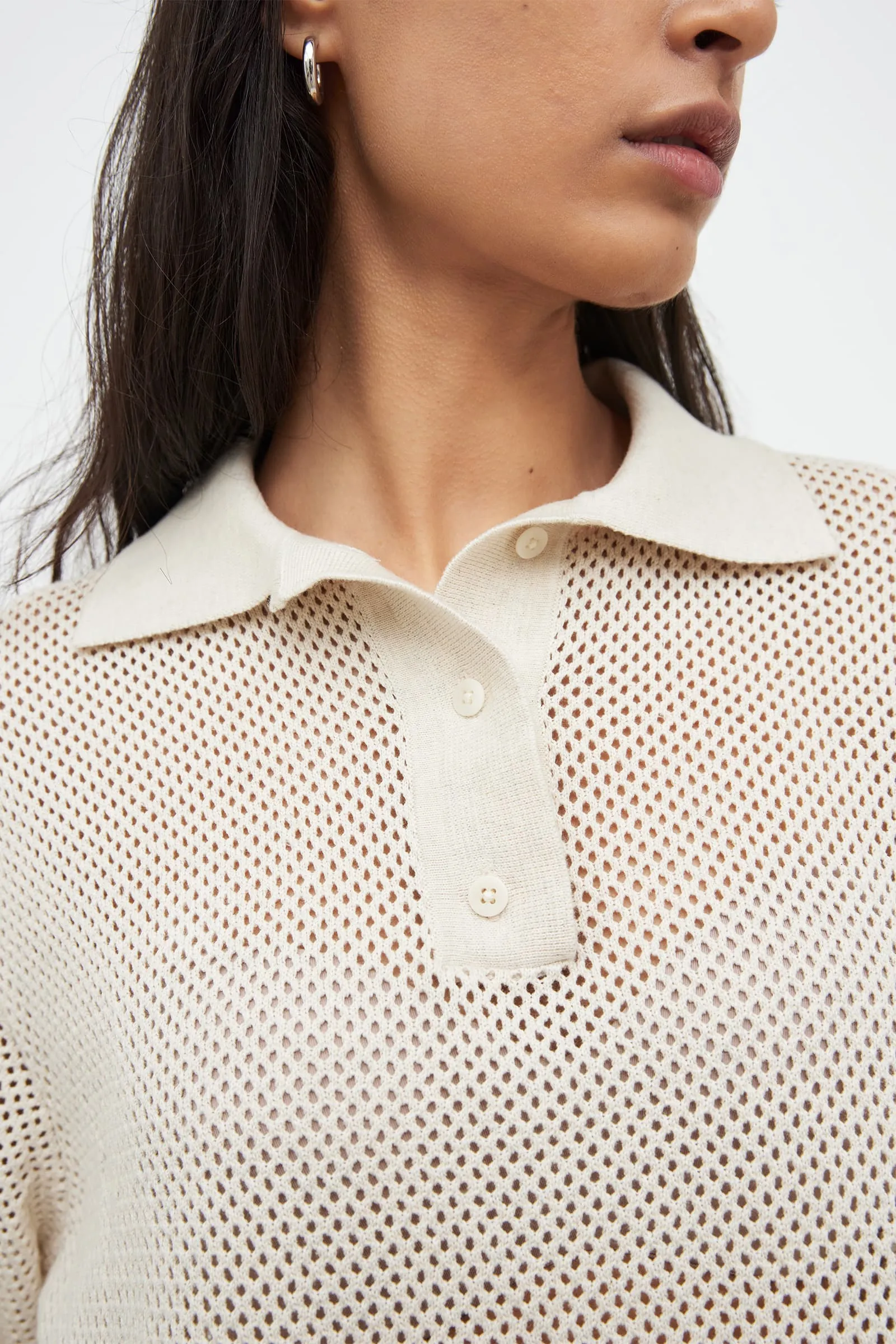 Knitted Polo - Natural Marle