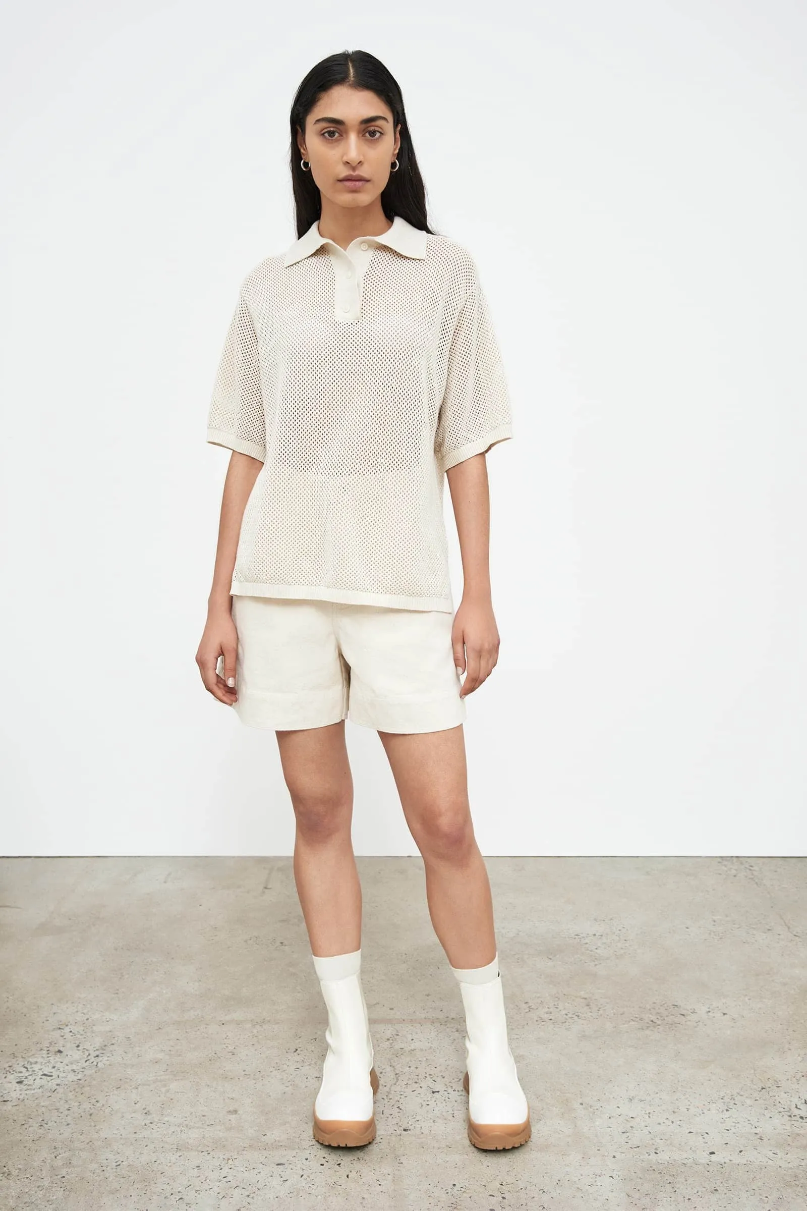Knitted Polo - Natural Marle