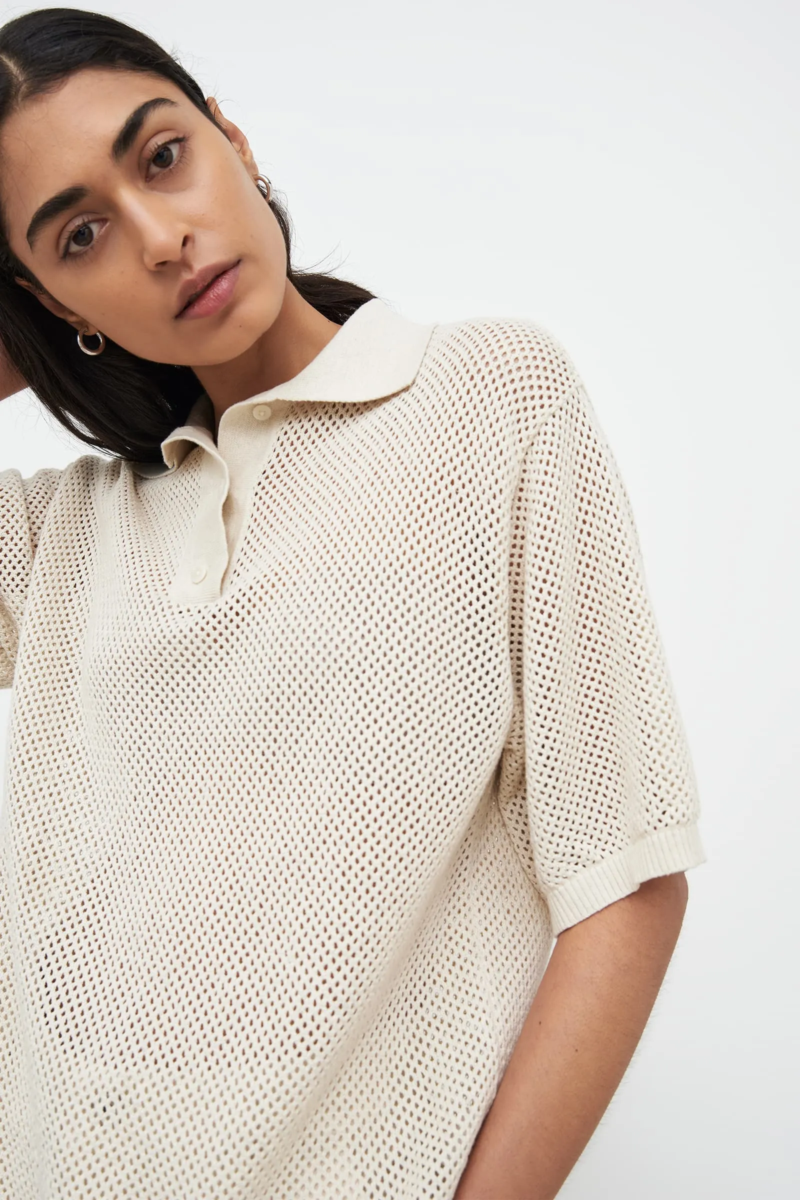 Knitted Polo - Natural Marle