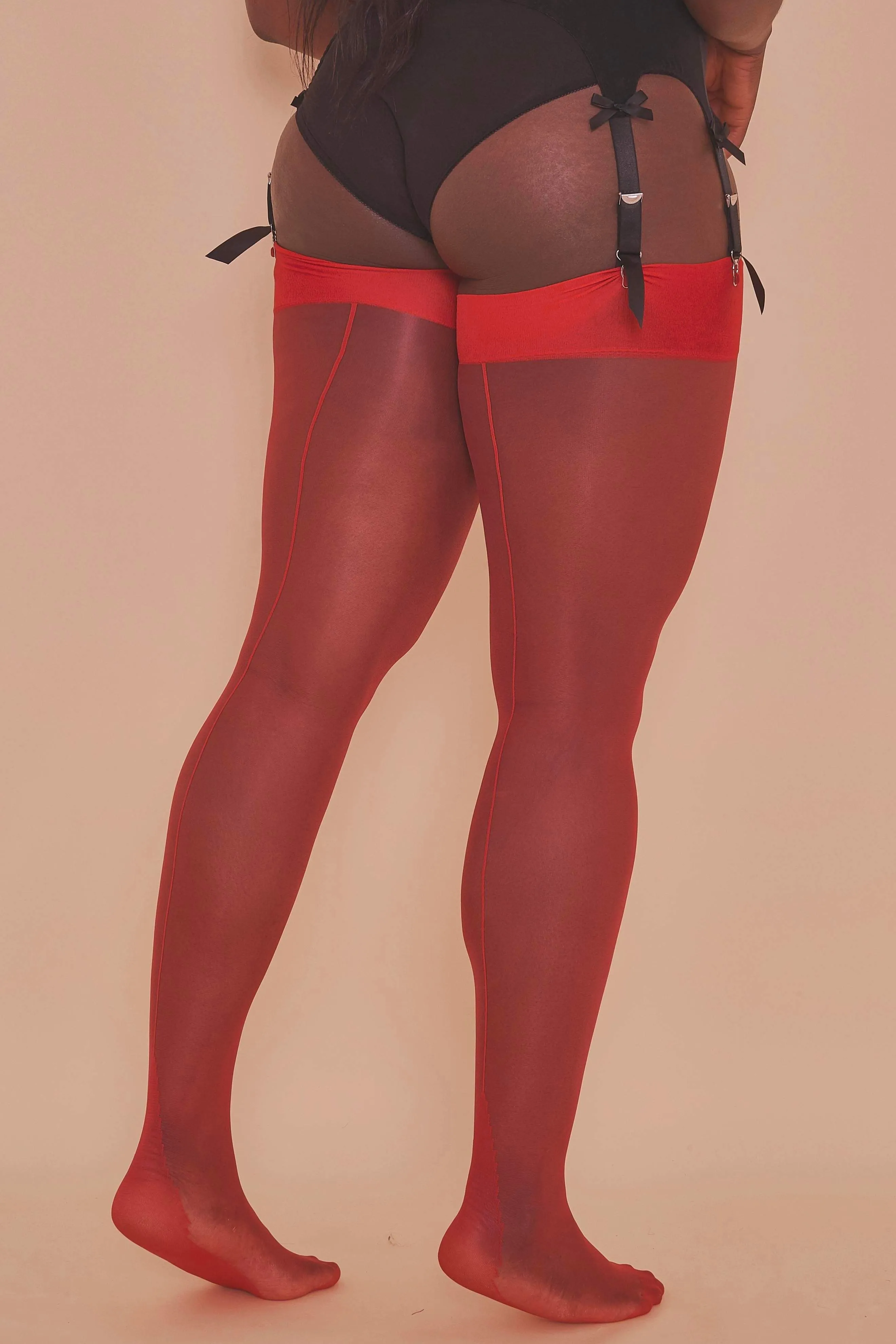 Lollipop Red Seamed Stockings
