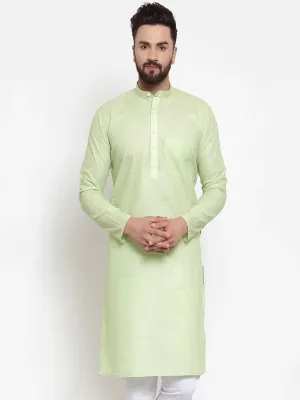 Men Green Self-Design Kurta Only