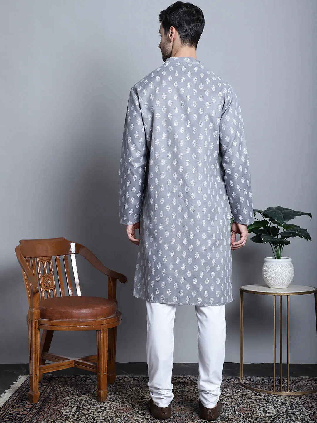 Men's Cotton Floral printed kurta Pyjama
