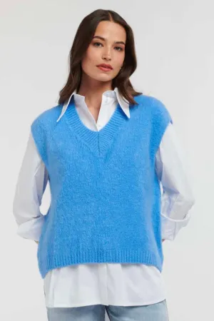 Mohair Links Vest | Blue