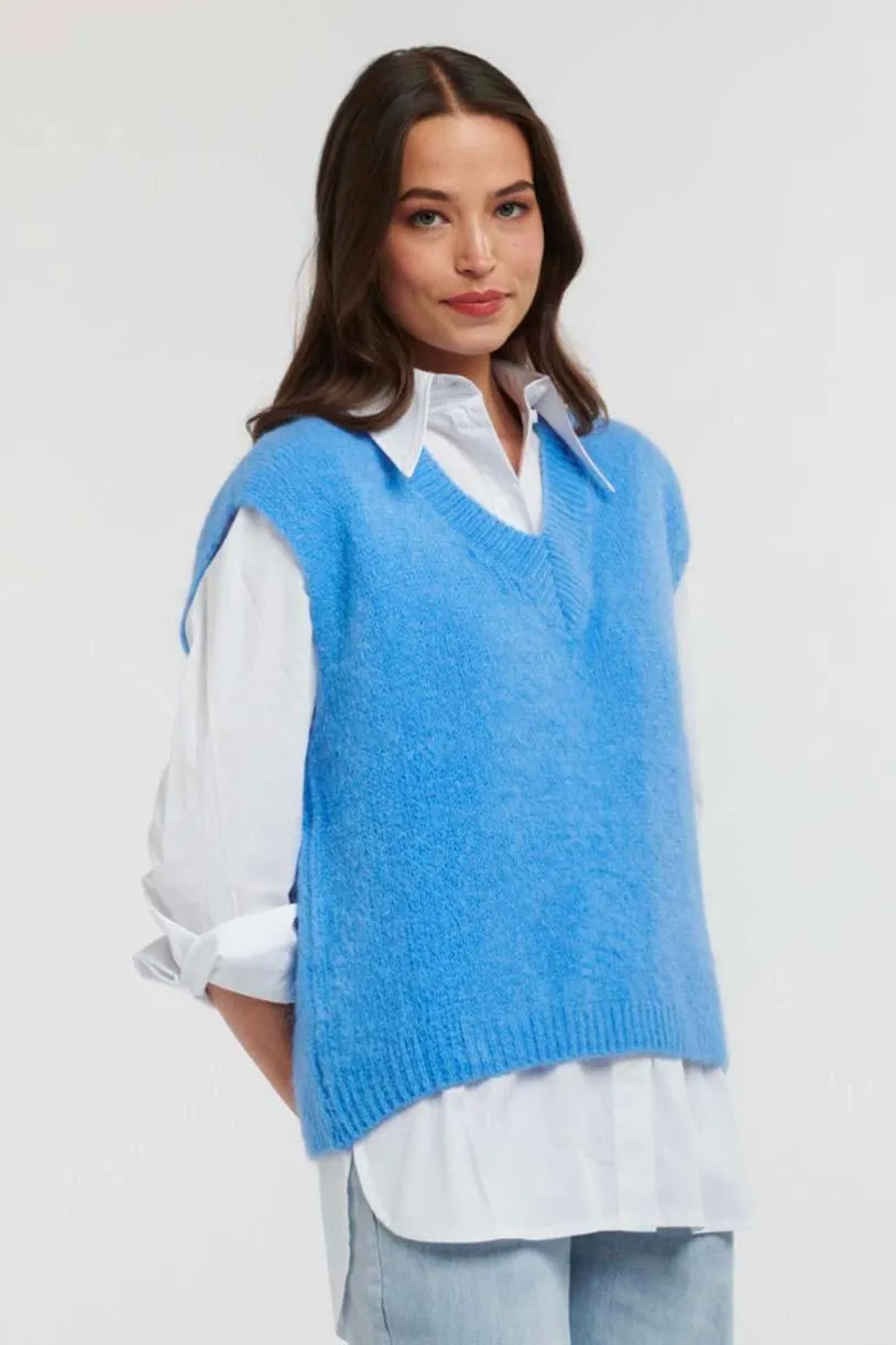 Mohair Links Vest | Blue