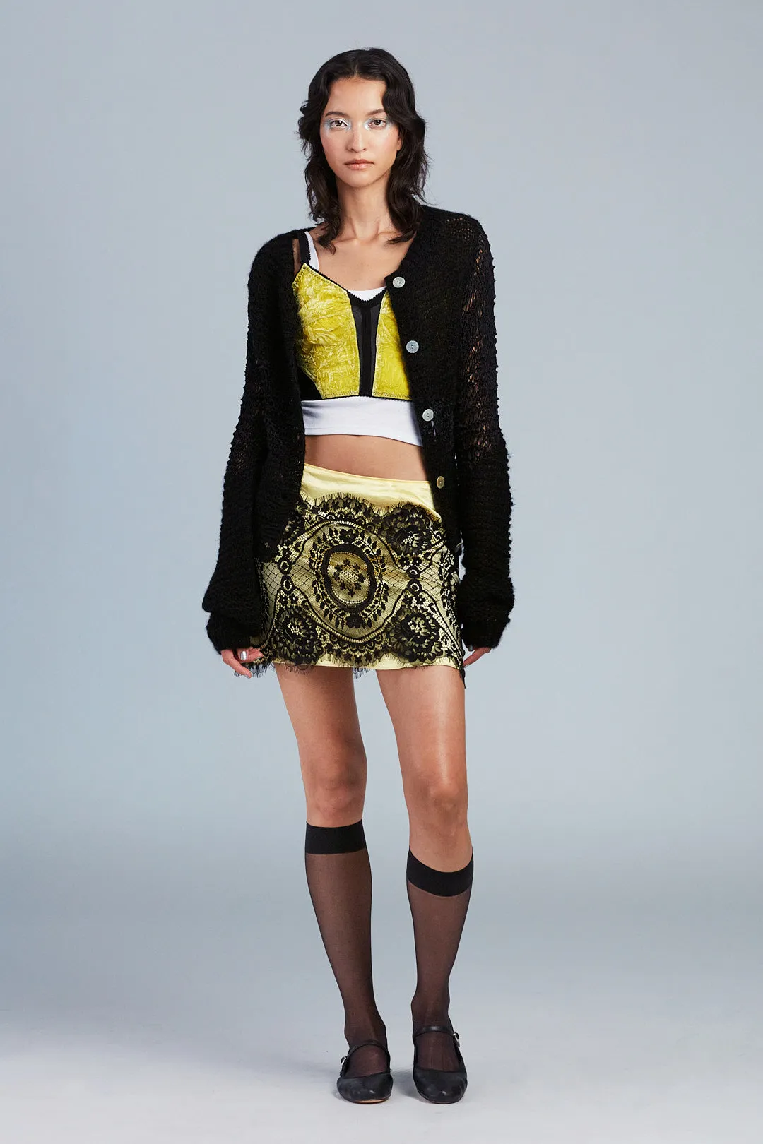 Mohair Tape Yarn Knit Cardigan