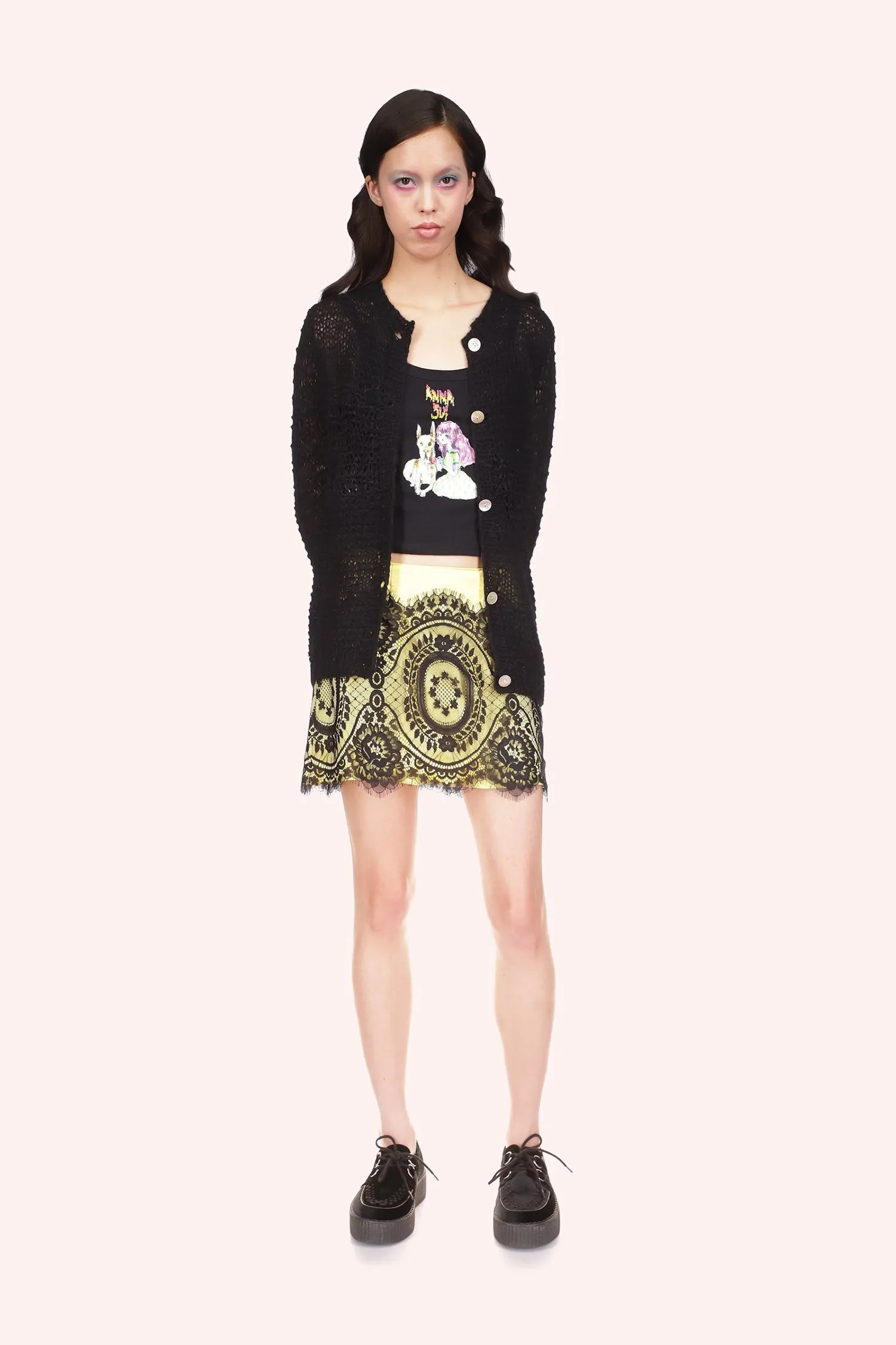 Mohair Tape Yarn Knit Cardigan