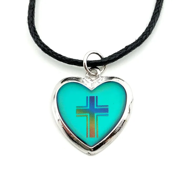 Mood Heart Cross Necklace