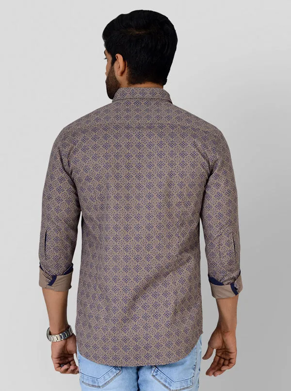 Opal Grey Printed Slim Fit Casual Shirt | JadeBlue