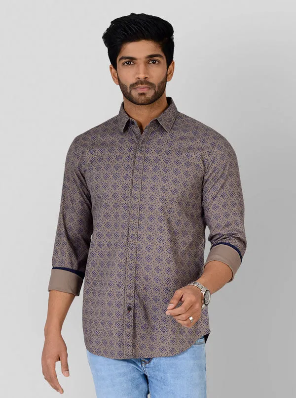Opal Grey Printed Slim Fit Casual Shirt | JadeBlue