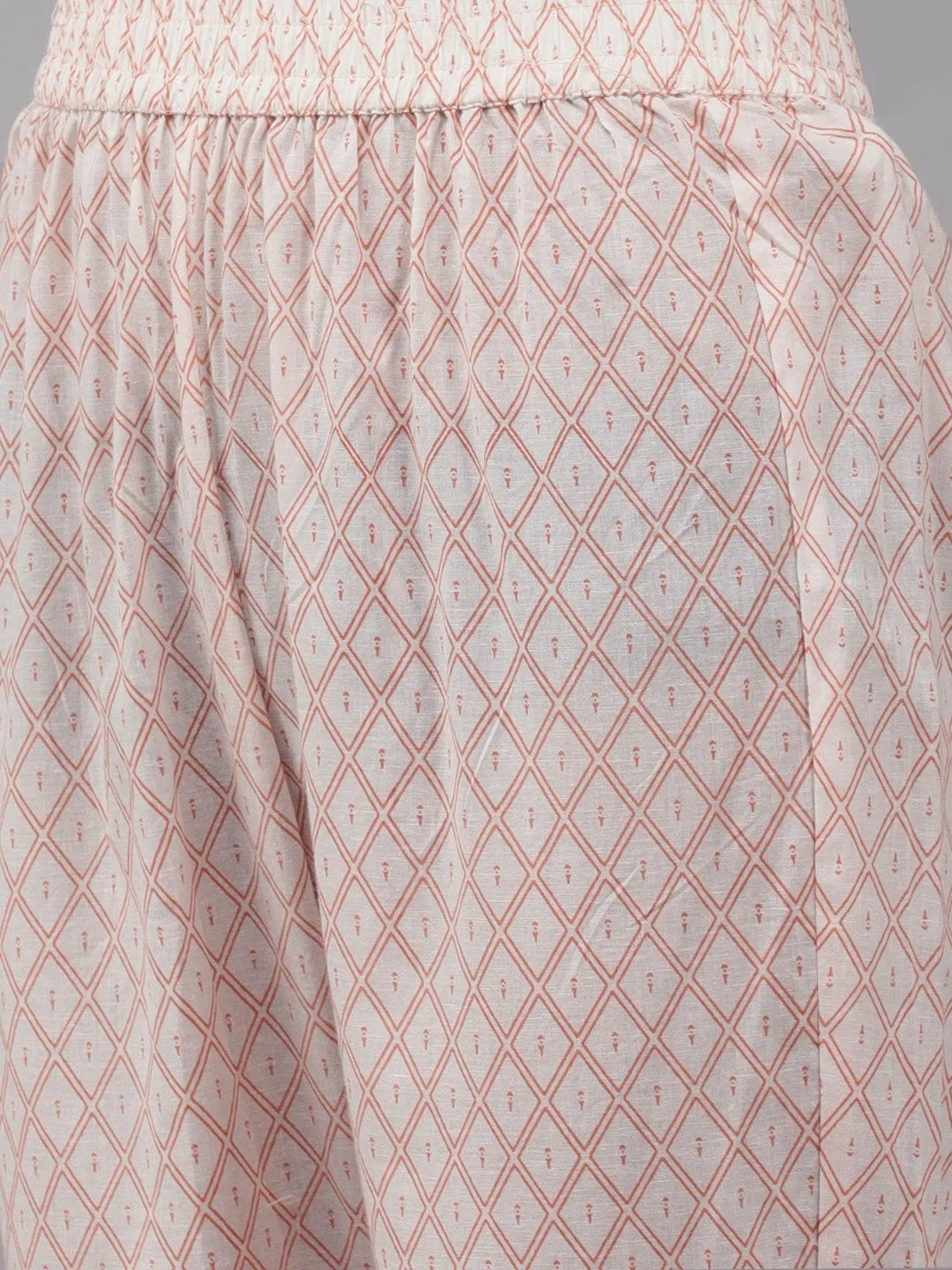 Peach Floral Printed Dupatta Set