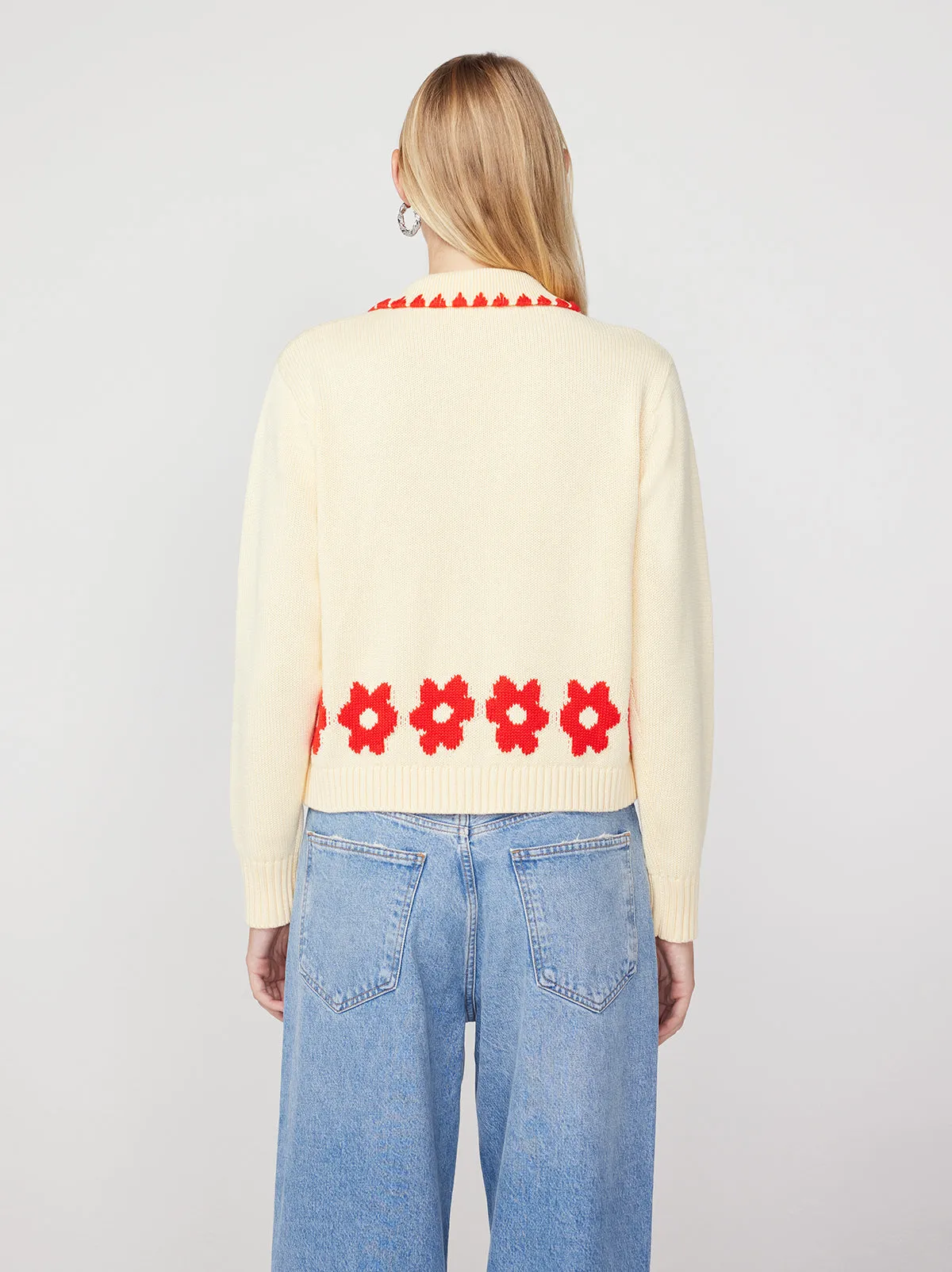 Polly Red Tiled Floral Cardigan