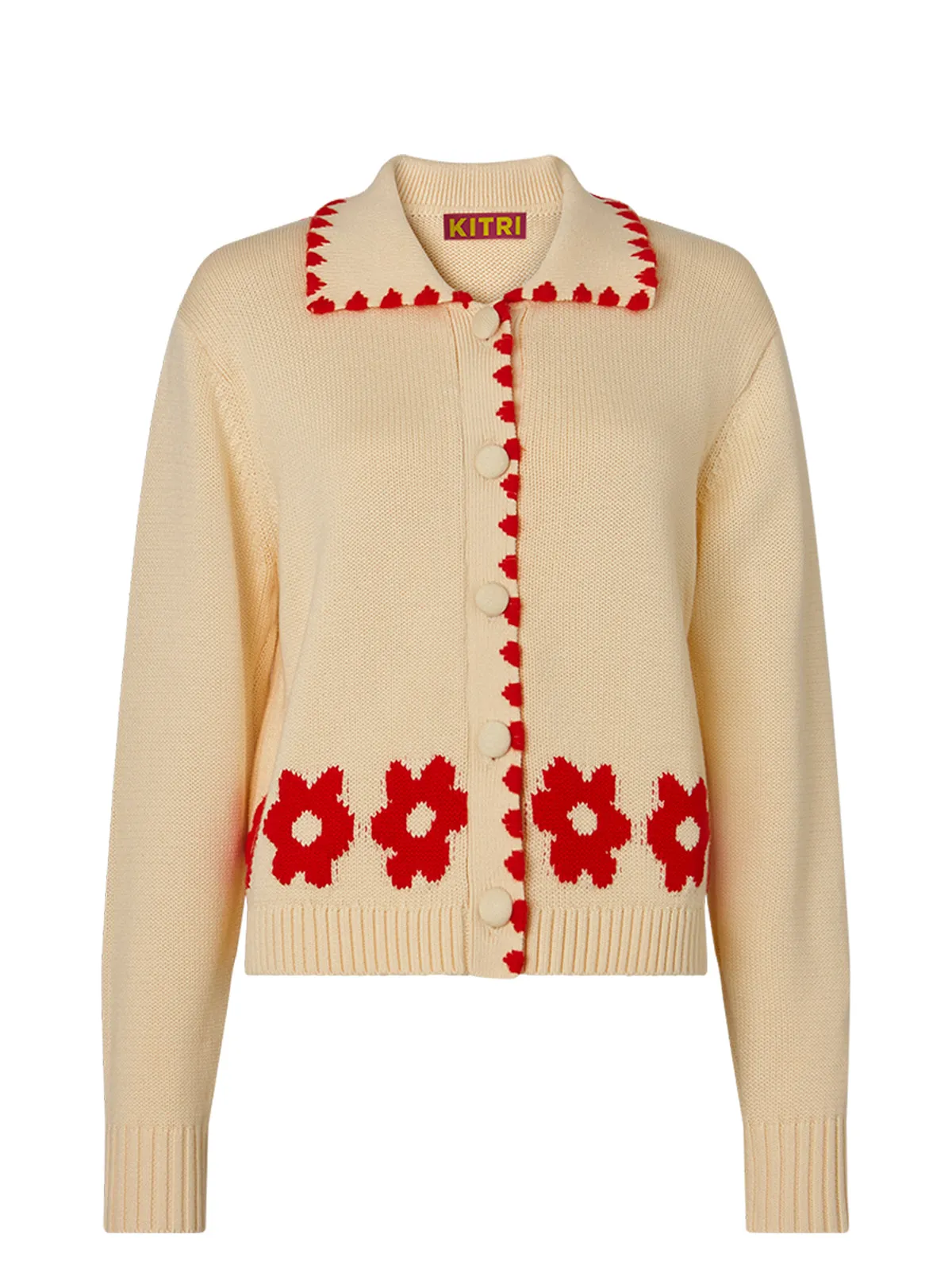 Polly Red Tiled Floral Cardigan