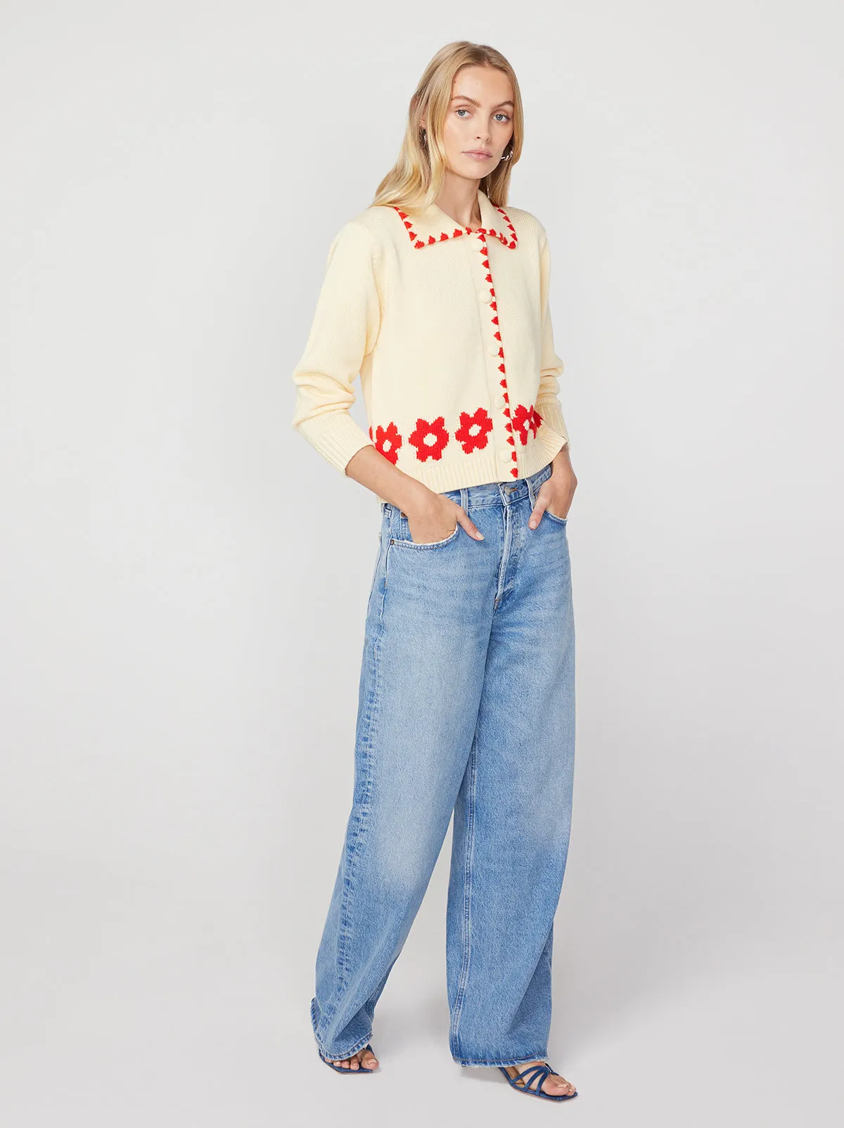 Polly Red Tiled Floral Cardigan