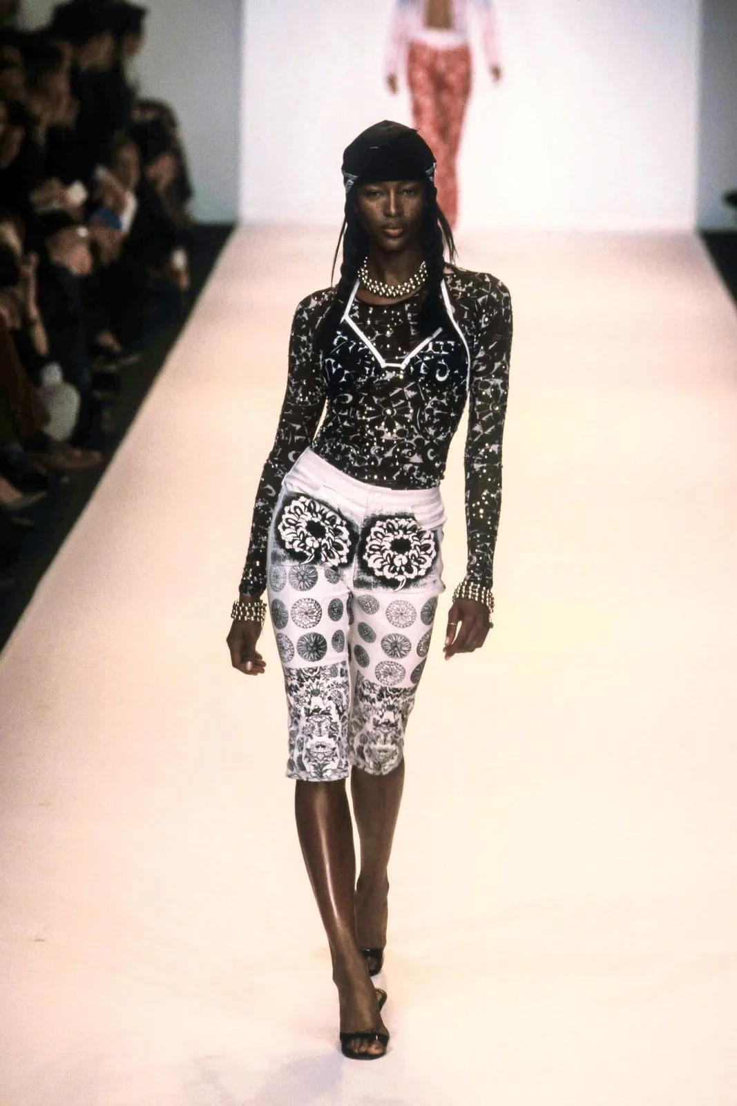 Printed Chrysanthemum Mesh Top