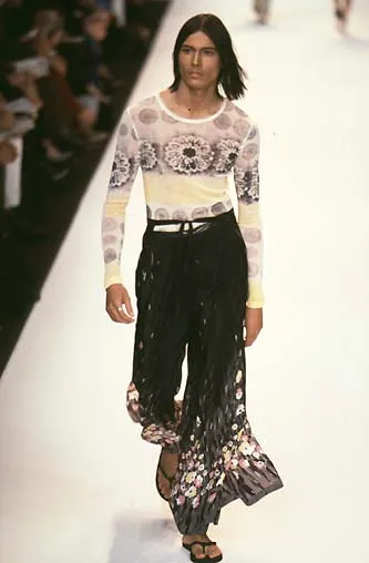 Printed Chrysanthemum Mesh Top